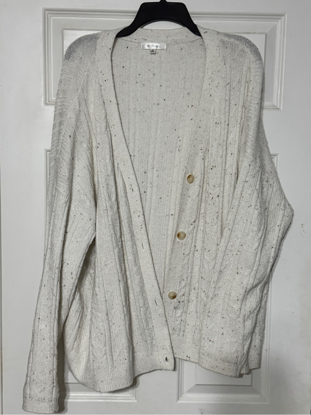 Neutral Cream Speckled Button-Front Women's Cardigan
